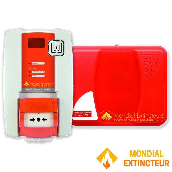 Pack alarme de confinement avec 1 Diffuseur visuel et sonore déporté