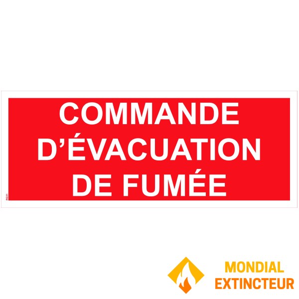 Panneau "Commande d’évacuation de fumée" PVC - 150x50 mm