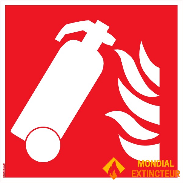 Panneau EXTINCTEUR SUR ROUES - PVC - 30X30 cm