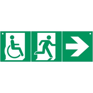 Panneau Evacuation PMR - PVC -  L.600 x H.200 mm - recto/verso