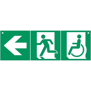 Panneau Evacuation PMR - PVC -  L.600 x H.200 mm - recto/verso