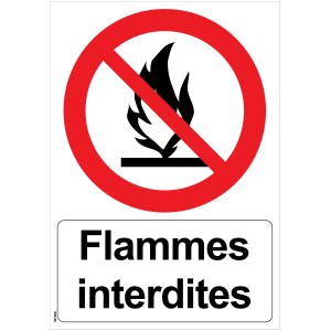 Panneau "Flammes interdites" - PVC A5