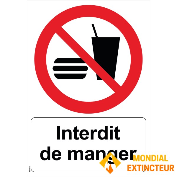 Panneau "Interdit de manger" - PVC A5