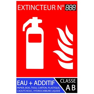 Panneau PVC eau pulvérisée additif numérotation facile 10 x 15 cm - Classe AB