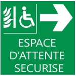 Panneau "espace d'attente sécurisé"  PMR - 200 X 200 mm - Droite