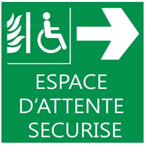 Panneau "espace d'attente sécurisé"  PMR - 200 X 200 mm - Droite