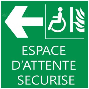 Panneau "espace d'attente sécurisé"  PMR - 200 X 200 mm - Gauche