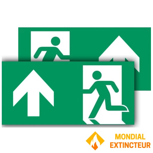 Panneau évacuation flèche haut – PVC 500x250 mm - Recto-Verso.