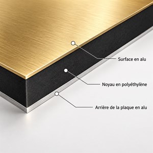Plan d'évacuation sur Dibond Alu-Brossé Doré - Format A3