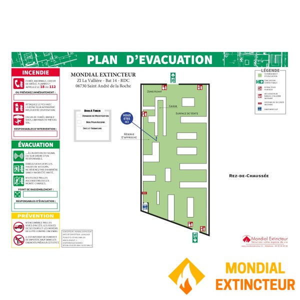 Plan d'évacuation PVC 2 mm - effet 3D format A0