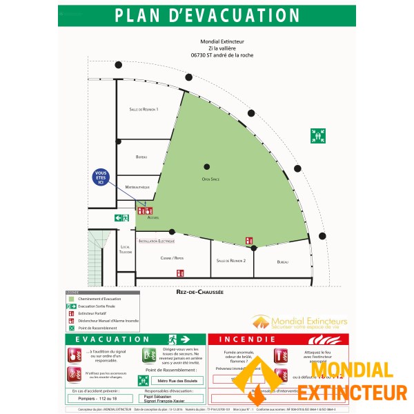 Plan d'évacuation PVC 2 mm - standard format A3