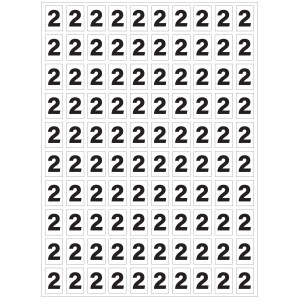 Planche de chiffres "2" adhésifs pour numéroter vos extincteurs