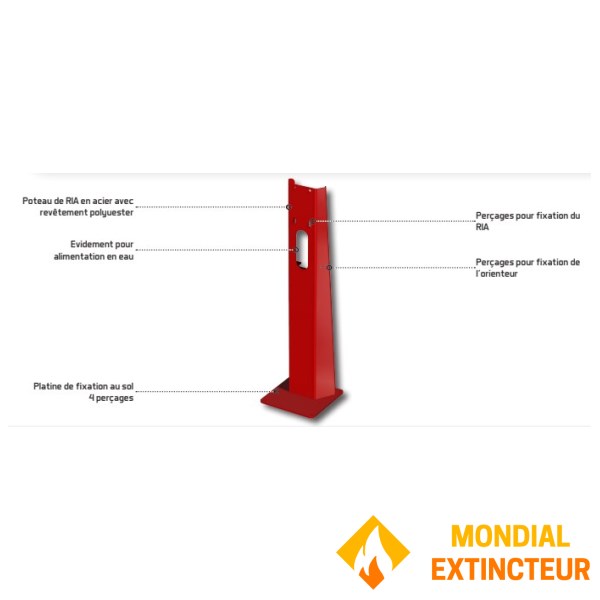 Potence / Poteau pour RIA fixe ou pivotant acier rouge - Marque POK