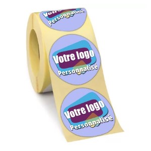 Rouleau de 250 étiquettes rondes personnalisées - Polypro. Blanc
