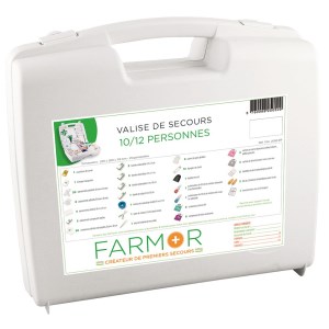 Valise de secours 10/12 personnes avec poignée et support mural