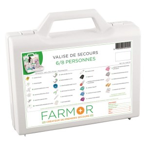 Valise de secours 6/8 personnes avec poignée et support mural