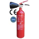 CO2 tűzoltó készülék, 2 kg kapacitású, CE-szabvány szerinti tartóval