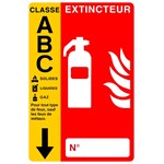 Panneau PVC poudre avec flèche 10 x 15 cm - Classe ABC