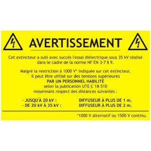 Etiquette adhésives extincteur CO2 1000 V - Lot de 100
