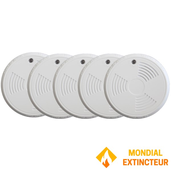 Pack 5 Détecteurs de fumée EN14604 avec attestation