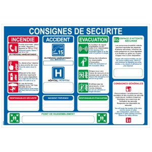 Consignes de sécurité français/anglais - Format A4