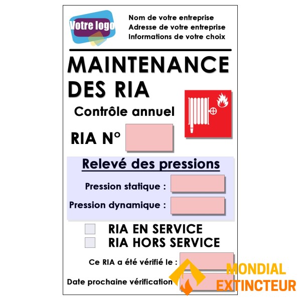 10 Etichette di manutenzione personalizzate per RIA - Formato 70 X 100 mm