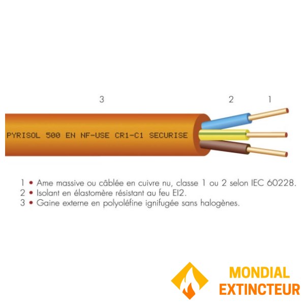 500 metri di cavo elettrico resistente al fuoco - 2 X 1,5mm2 - CR1-C1