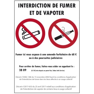 Adesivo ""No smoking and vaping"" formato A4