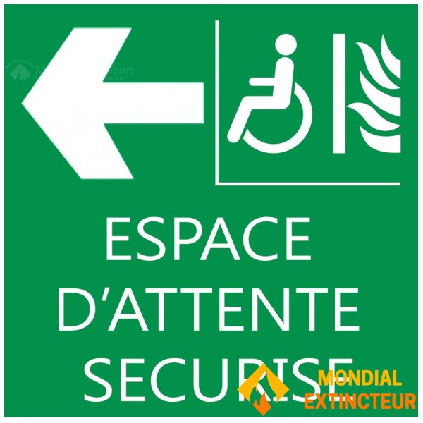 Cartello PMR "per aree di attesa sicure" - 200 X 200 mm - Sinistra