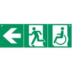 Cartello di evacuazione PMR - PVC - L.600 x H.200 mm - recto/verso