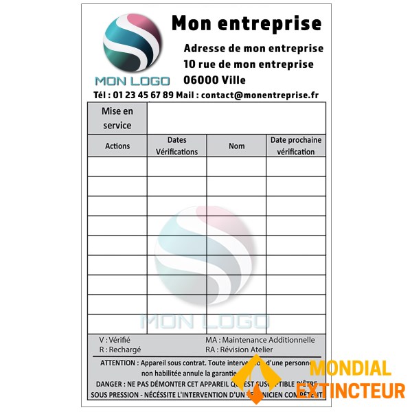 Confezione da 500 etichette di manutenzione personalizzate 90 X 120 mm