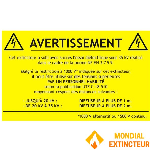 Etiqueta adesiva estinguitore CO₂ 1000V