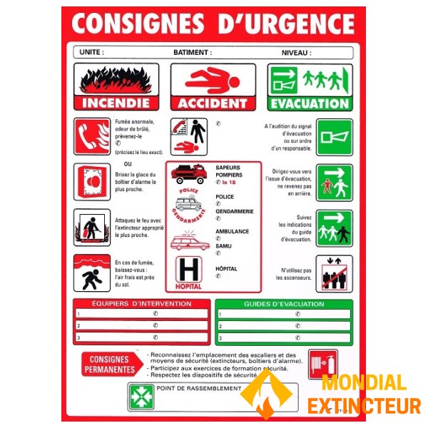 Istruzioni generali di emergenza - formato A3