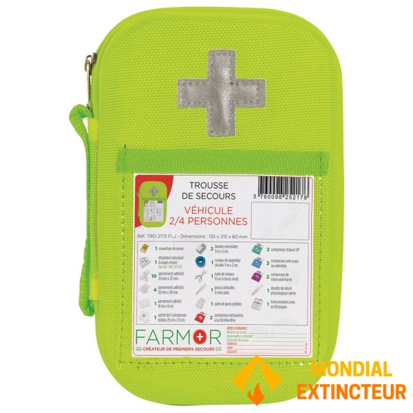 Kit di pronto soccorso per auto 2/4 persone fluorescente