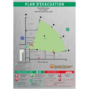 Piano di evacuazione su Dibond Alu-Spazzolato Oro - formato A3