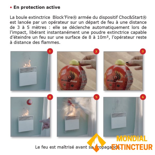 Sfera estintore Block Fire - Sistema "Shock e Start"