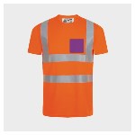 オレンジ色の高視認性Tシャツ5枚 - Mサイズ - ハートと背中