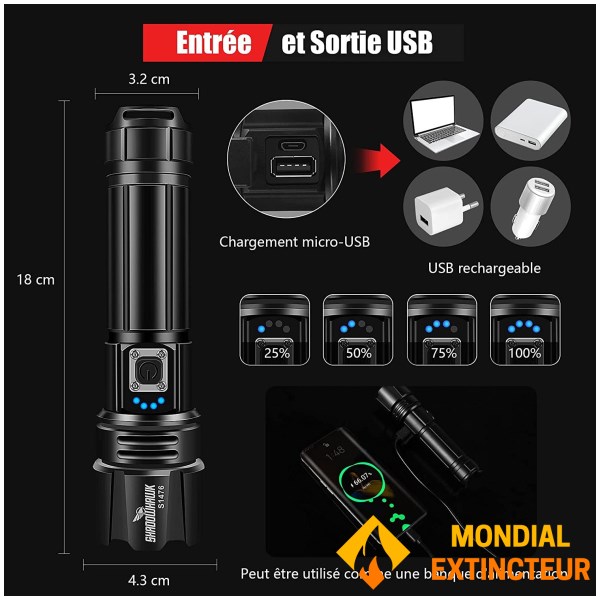 超強力10,000ルーメン充電式防水LEDトーチ