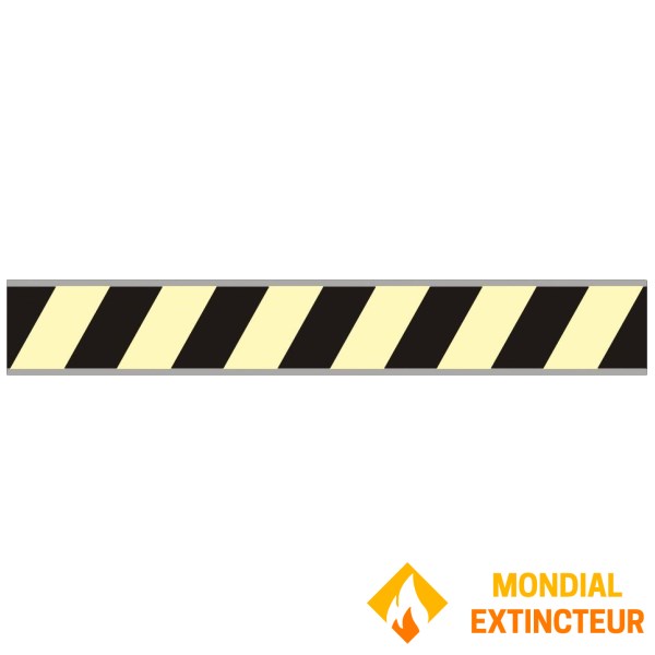 Bande polycarbonate photoluminescente striée noire – L.600 x H.100 mm