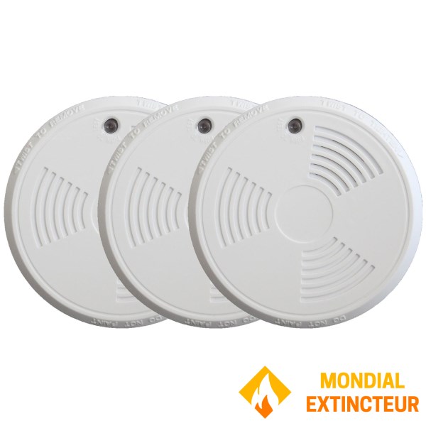 Pack 3 Détecteurs de fumée EN14604 avec attestation