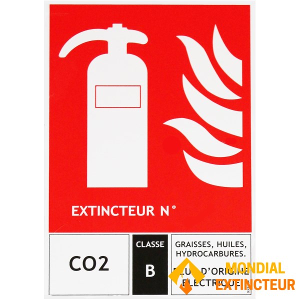PVC製CO2消火器パネル - 12.5 x 19 cm - クラスB