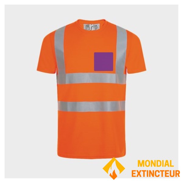 5 Tee Shirts haute visibilité oranges - Taille XL - Cœur et dos