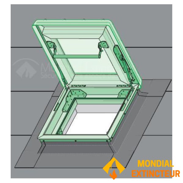투명 돔이 있는 평평한 지붕 창
