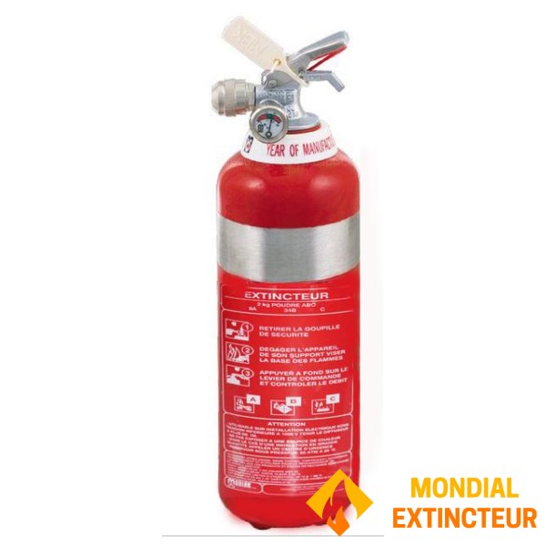Extincteur à poudre ABC capacité 2 Kg INOX