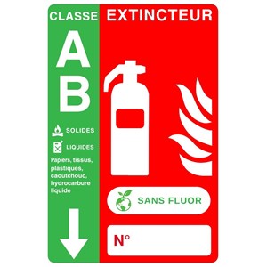 Panneau PVC eau pulvérisée additif SANS FLUOR avec flèche 10 x 15 cm - Classe AB