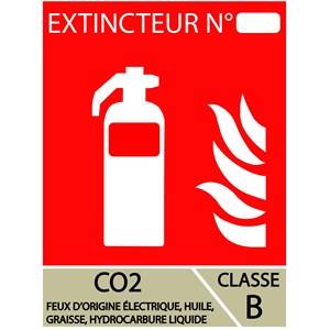 Panneau PVC extincteur CO2 - 15 x 22.5 cm - Classe B
