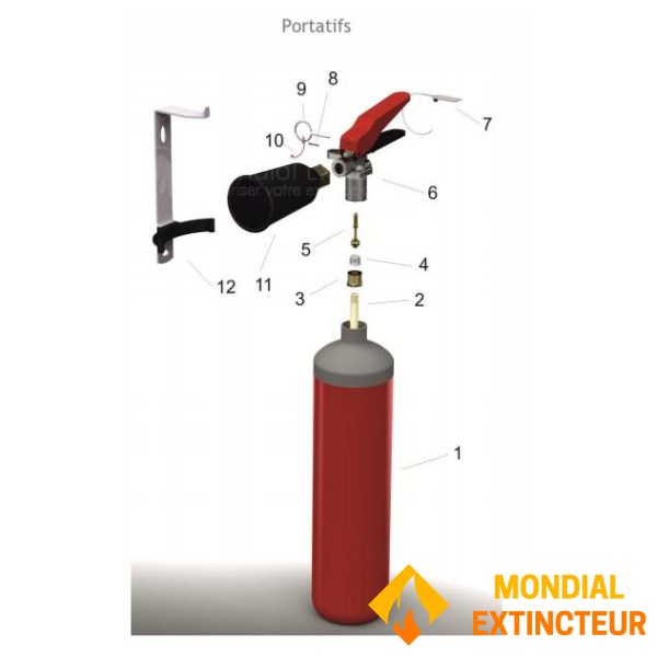 CO2 gesintuvas, 2 kg talpos, su tvirtinimo laikikliu CE standartas