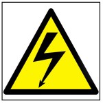 DANGER ELECTRICITY lipnus trikampis 5 X 5 cm dydžio