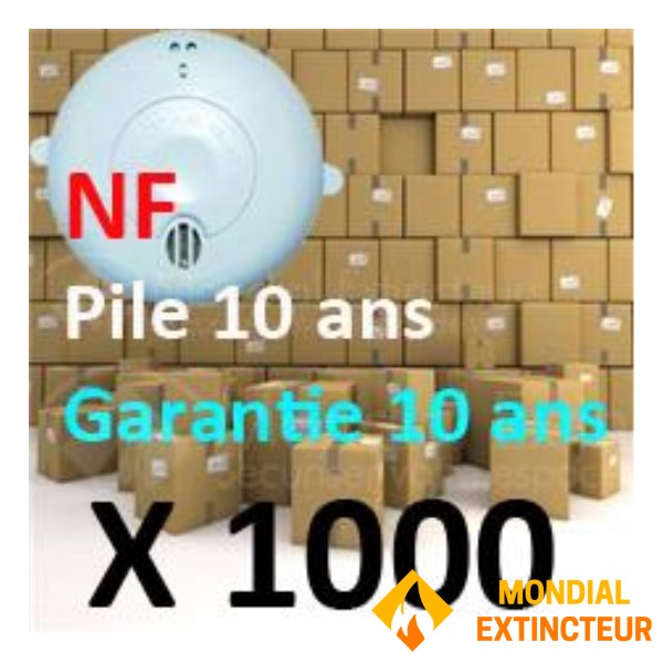 1000 détecteurs Norme Française pile et détecteur garantie 10 ans