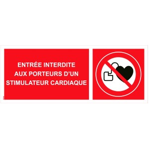 "Aizlieguma" zīme "elektrokardiostimulatora lietotājiem" PVC - 200x80 mm